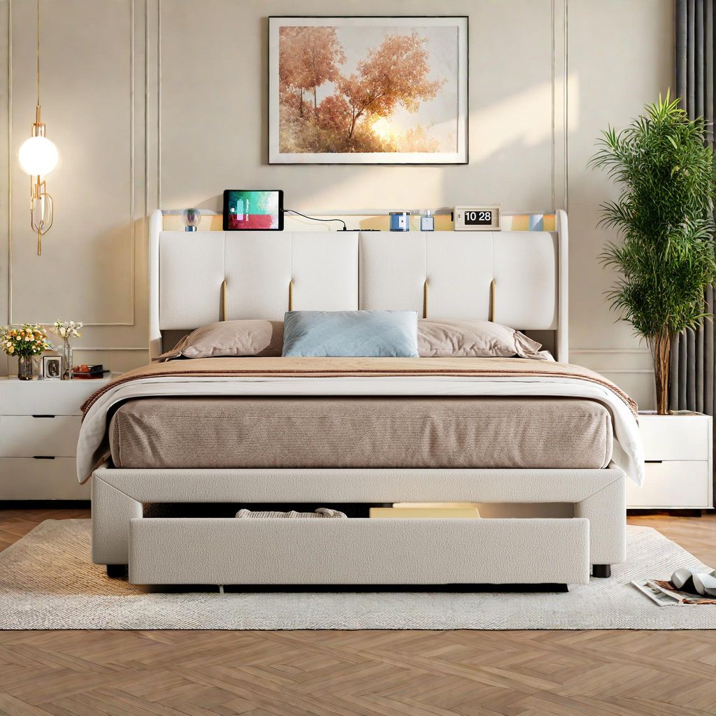 Letto imbottito ProximaX 140x200cm con USB, letto in Immagine del prodotto 