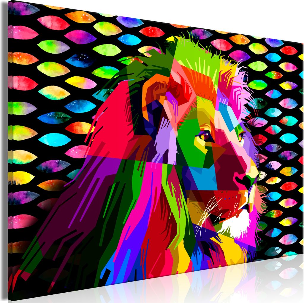 Italienischer Leinwand Leinwandbild - Rainbow Lion (1 Part) Wide 120x80 cm Für Kinder g-C-0083-b-a