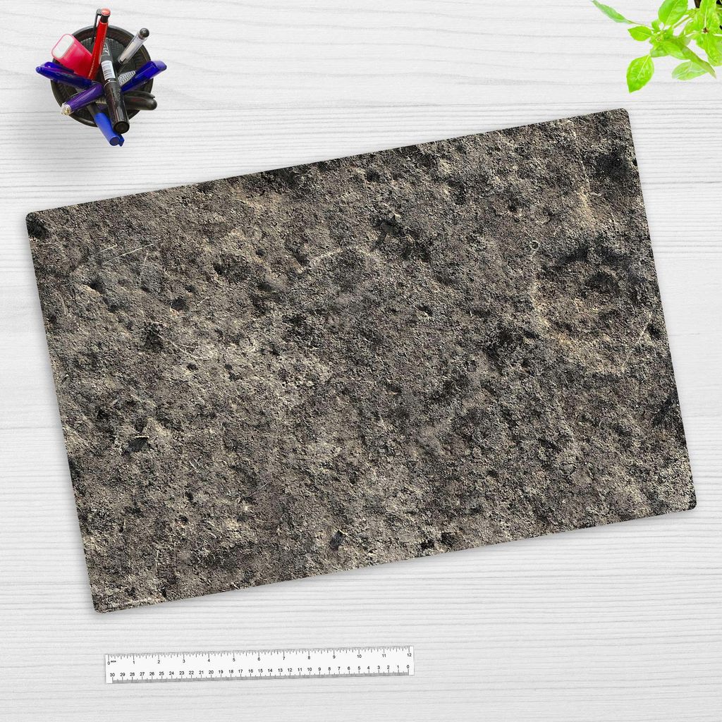 Schreibtischunterlage abwischbar für Kinder und Erwachsene - Naturstein dunkel Textur - 60 x 40 cm - premium Vinyl - Germany
