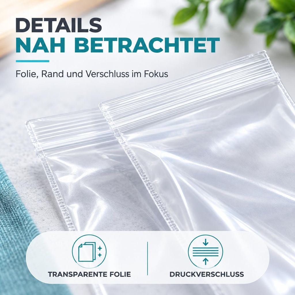 500x Zip Druckverschlussbeutel verschließbar Plastikbeutel