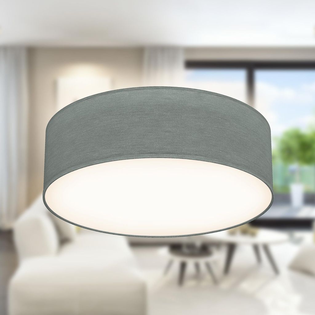 Lampa sufitowa tkanina szary tekstylny abażur lampa Zdjęcie produktu 