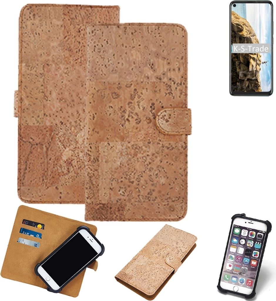 K-S-Trade Hülle kompatibel mit HTC U20 5G Kork Handyhülle Cover Schutzhülle TPU Case Bumper in Hellbraun, (1x)