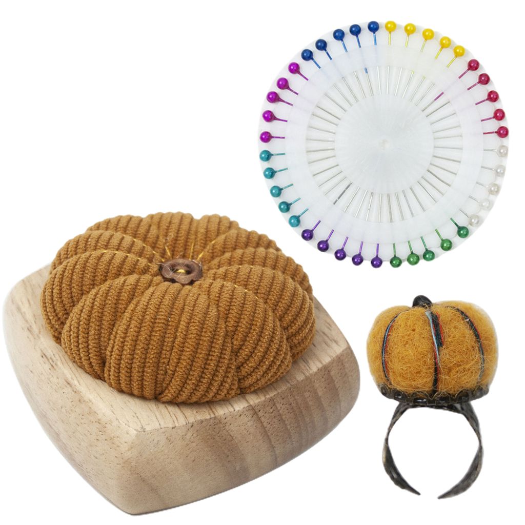 1 Set Pin -Kissen mit Holzbasis Weiche Cord -DIY -Nadelhandwerk handwerk Nähte Quiltnadeln Halter Näschempfalte Nähenvorräte-Quadratisches Gelb