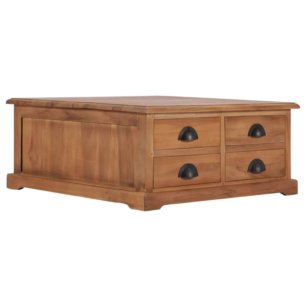 Table basse robuste en bois de teck massif 68 cm - Finition artisanale - 7