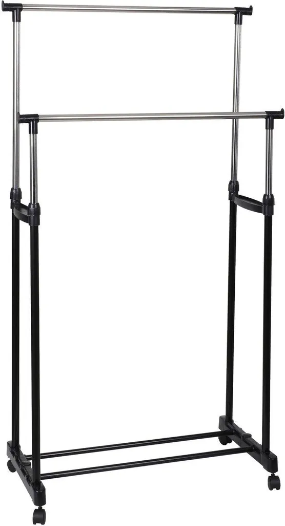 Appendiabiti Doppio Ruote 80x42 cm Nero - Stender Economico Robusto