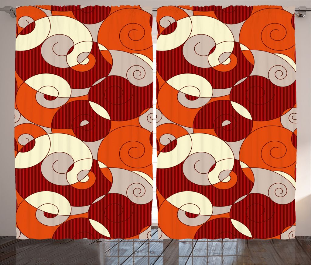 ABAKUHAUS Modern Rustikaler Vorhang, Spiral-Zusammenfassung Stripes, Wohnzimmer Universalband Gardinen mit Schlaufen und Haken, 280 x 245 cm, Orang...