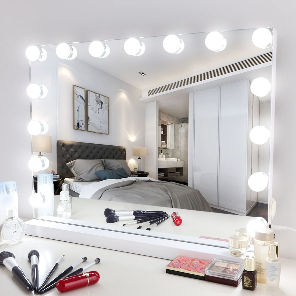 Hollywood Spiegel Kosmetikspiegel mit 15 LED Spiegelleuchte Make-up Spiegel  USB