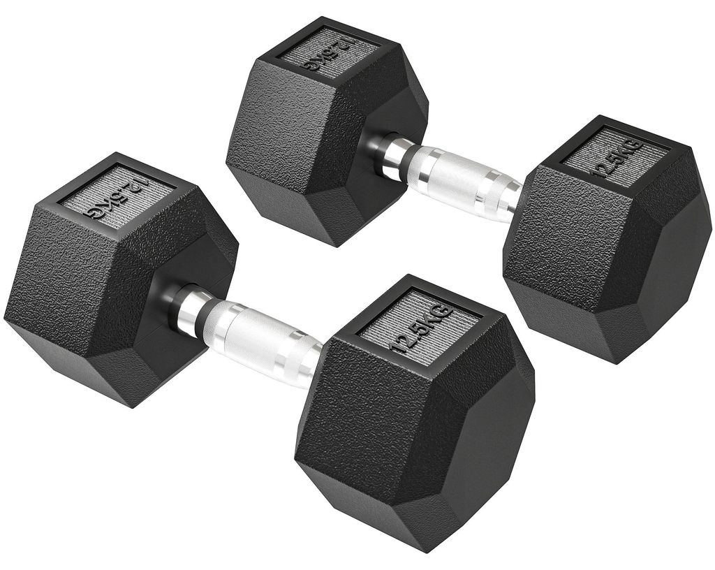 2 x 12,5 kg Hex-Hantelset, Fitnessgewichte mit rutschfestem Produktbild 