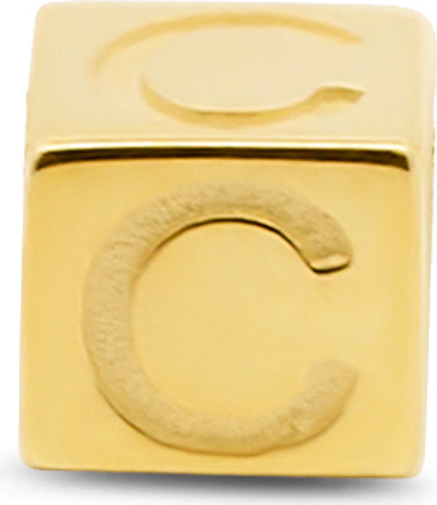 New Bling 9NBG-912C Gouden Kubus met Letter C - 3,8mm - hanger - 14 Karaat - Goud