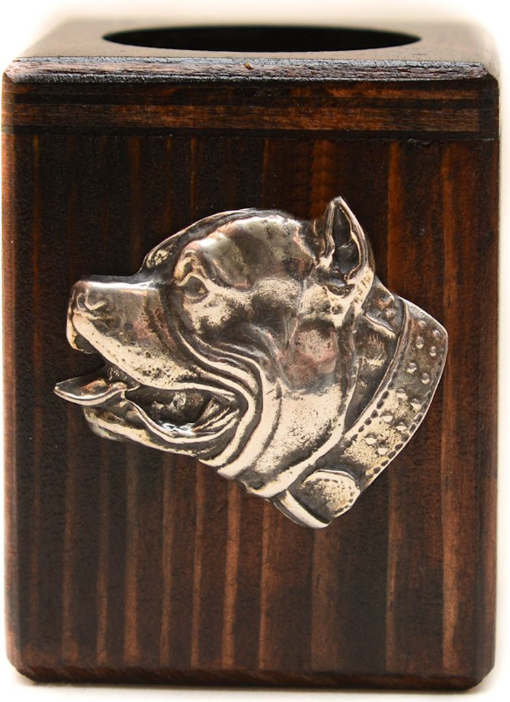 Pit Bull, American Pit Bull Terrier, Pitbull, APBT - Holzkerzenständer mit Hund, einzigartiges Andenken an den Verlust eines Hundes, Handwerkskuns...