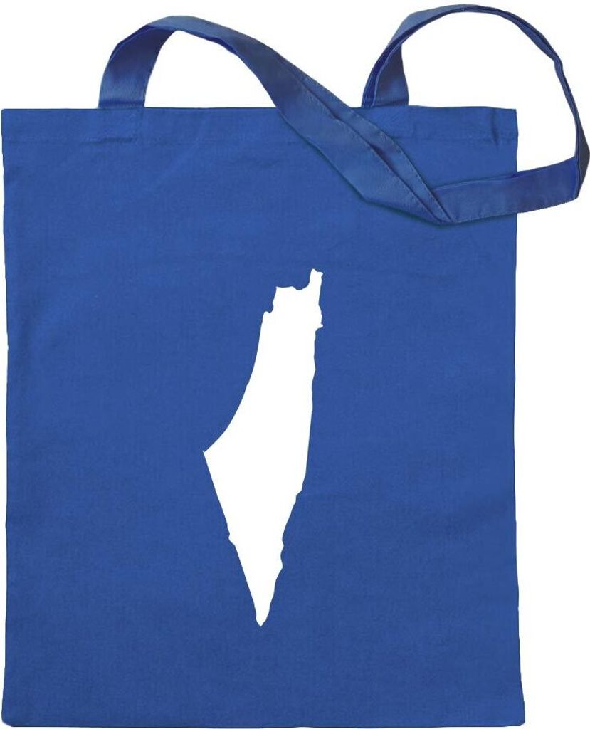 Kiwistar - Baumwolltasche - royalblau - Palästina Umriss Kontur - Tragetasche Stoffbeutel Umhängetasche langer Henkel