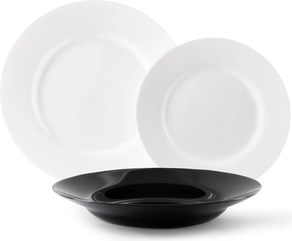 Set Stoviglie 18 Pezzi Excelsa Plumi Black & White Antischeggia Luminarc