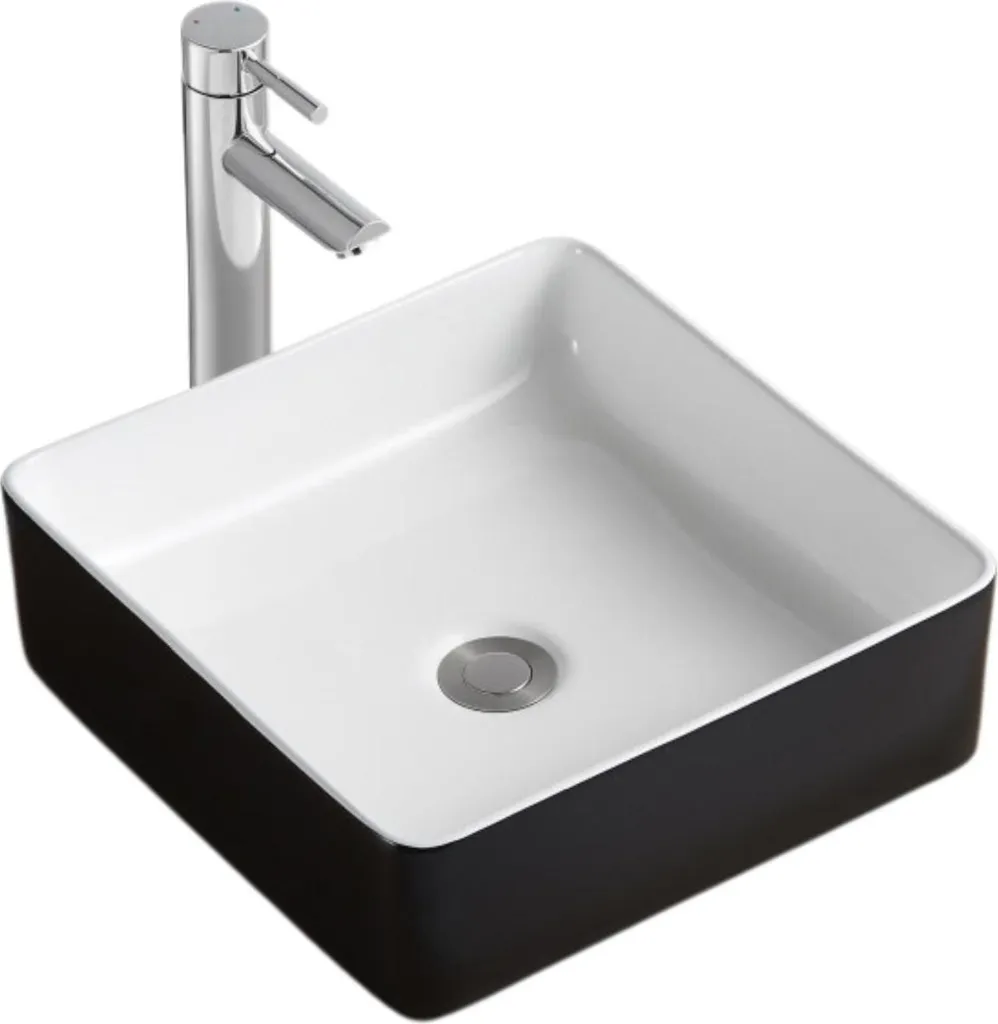 Vasque carrée bicolore 36cm : solution design pour lavabo sans éclat - 2