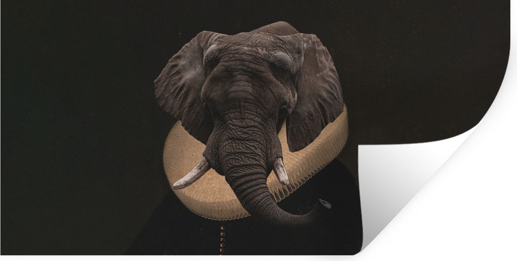 MuchoWow Wandtattoo Wandsticker Wandaufkleber Elefant - Kunst - Tierkopf 120x60 cm Selbstklebend und Repositionierbar - Sticker - Dekorfolie