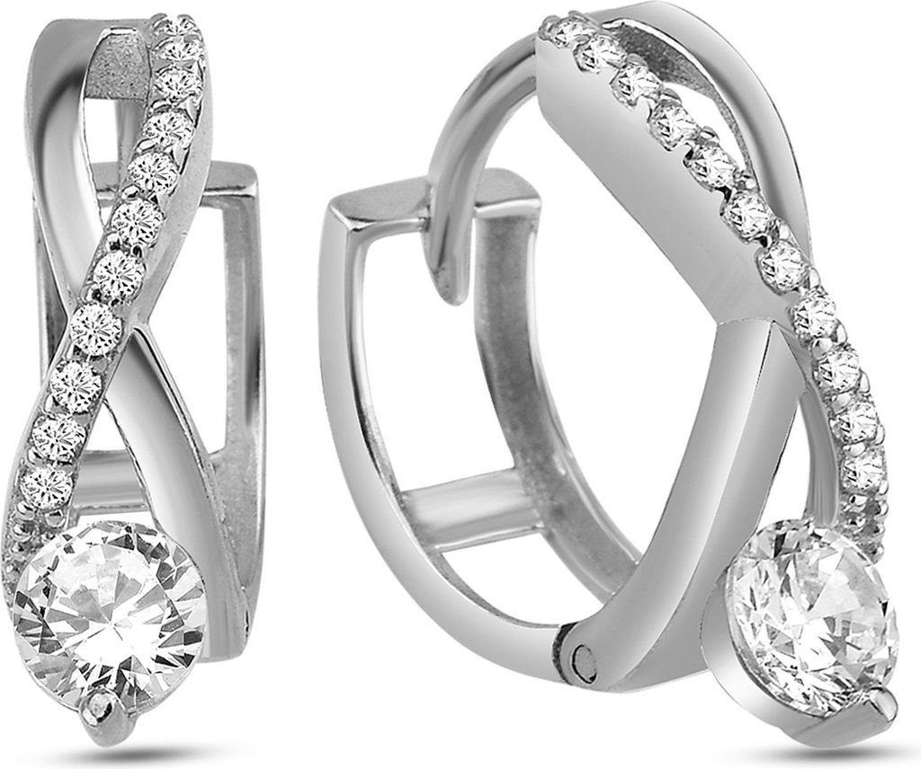 Dkeniz Ohrringe 925/- Sterling Silber 2 cm Silber Zirkonia weiß 145230042
