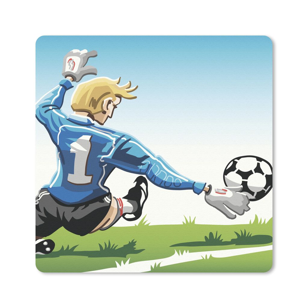 MuchoWow Mauspad Mousepad Eine Illustration eines Torwarts, der den Fußball stoppt - Jungen - Mädchen - Kinder 30x30 cm - Mousepads - Maus Mat ...