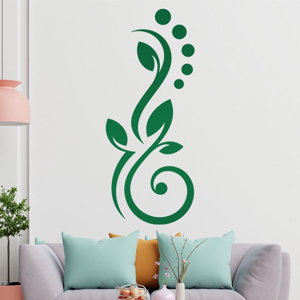 Blüte Linien Punkte Wandtattoo in 6 Größen - Wandaufkleber Wall Sticker - Dekoration, Küche, Wohnzimmer, Schlafzimmer, Badezimmer