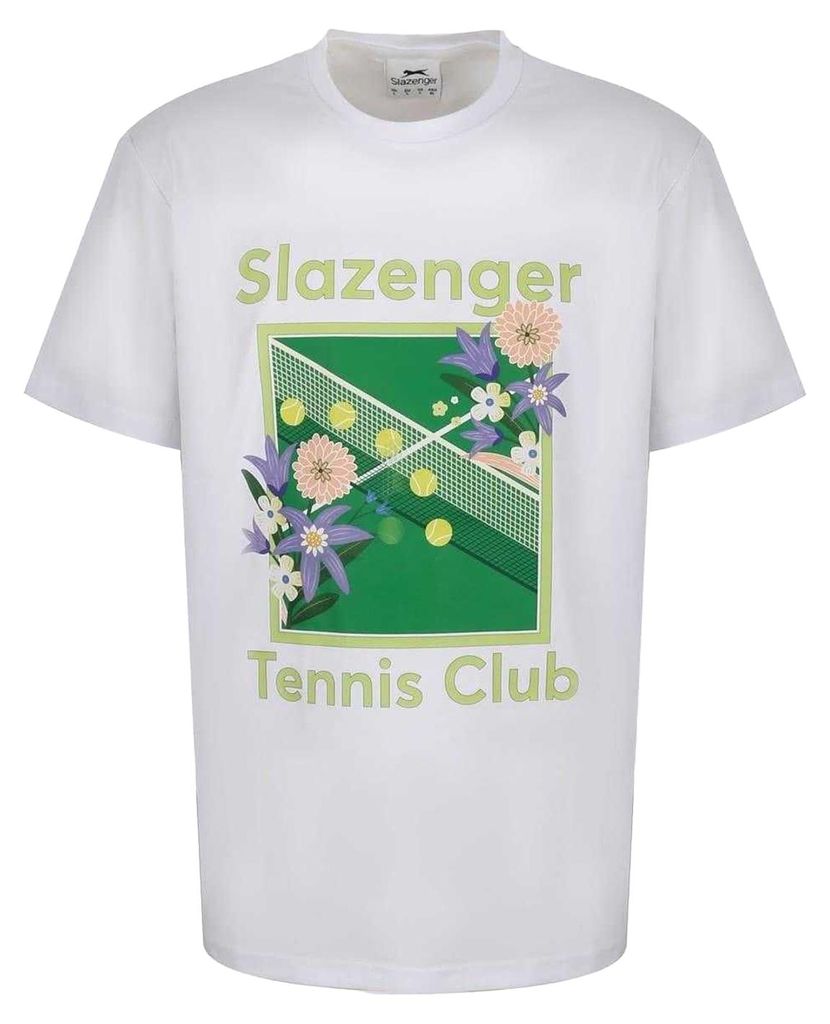 Slazenger - "Tennis Club" T-Shirt für Herren, Rundhalsausschnitt, Regulär, kurzärmlig GT18004 (M) (Weiß)