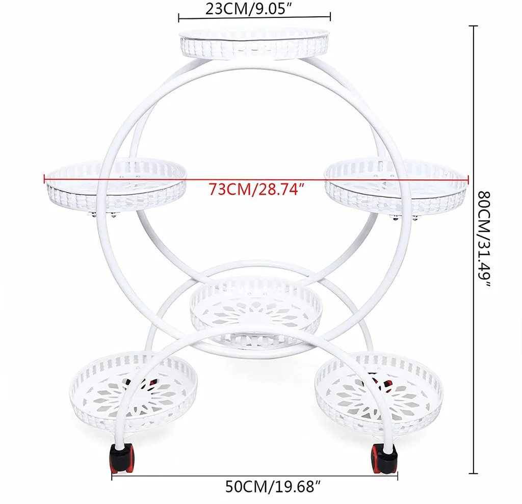 Support de pots de fleurs en métal à 6 plateaux modulables - 3
