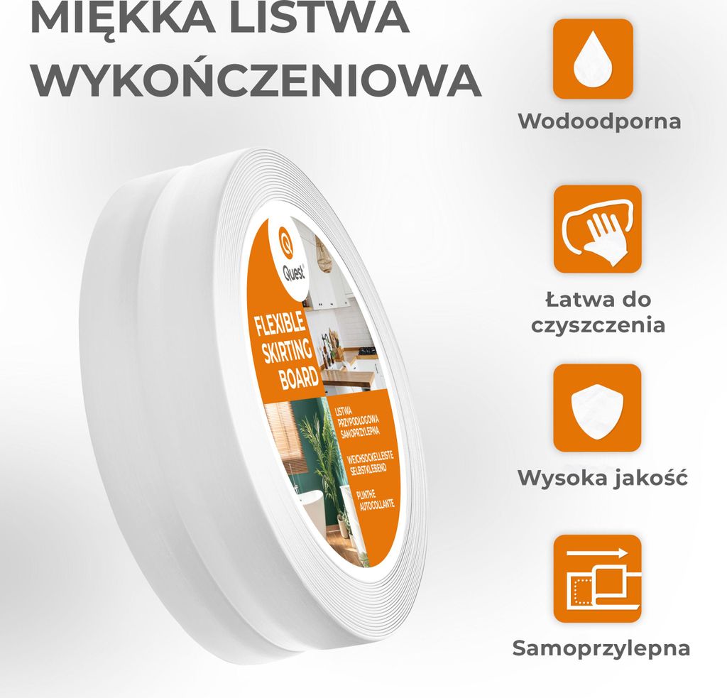 QUEST Listwa wykończeniowa PCV 25x25mm, 10m, samoprzylepna, Zdjęcie produktu 