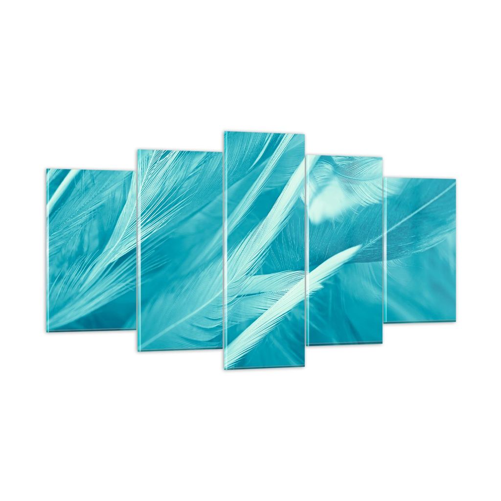 Bilder auf glas - Feder Vogel Stil modern - 160x85cm - Glasbilder - Wandbilder - Kunstdruck - zum Aufhängen bereit - Wanddekoration aus Glas - Gla...