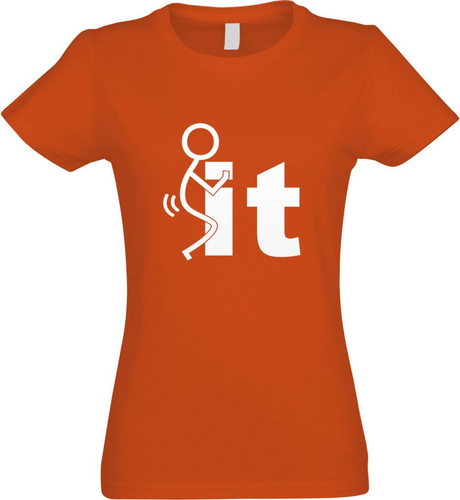 Kiwistar - T-Shirt tailliert - Damen - orange - Fuck It - mit Motiv Bedruckt - Funshirt Design - Sport - Freizeit - Damen - XXL