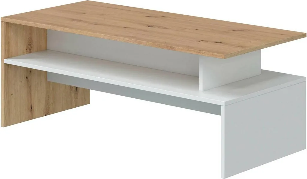 Table Basse 2 Compartiments Finition Chêne Brun Noeuds Design Bartolomea