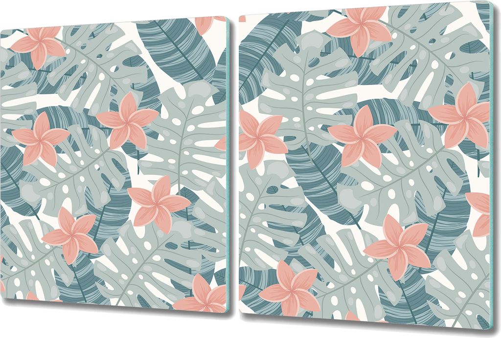 Glas Schneidebrett Herdabdeckplatten Schneideplatten - 2x 40x52 cm - Sanftes Exotisch