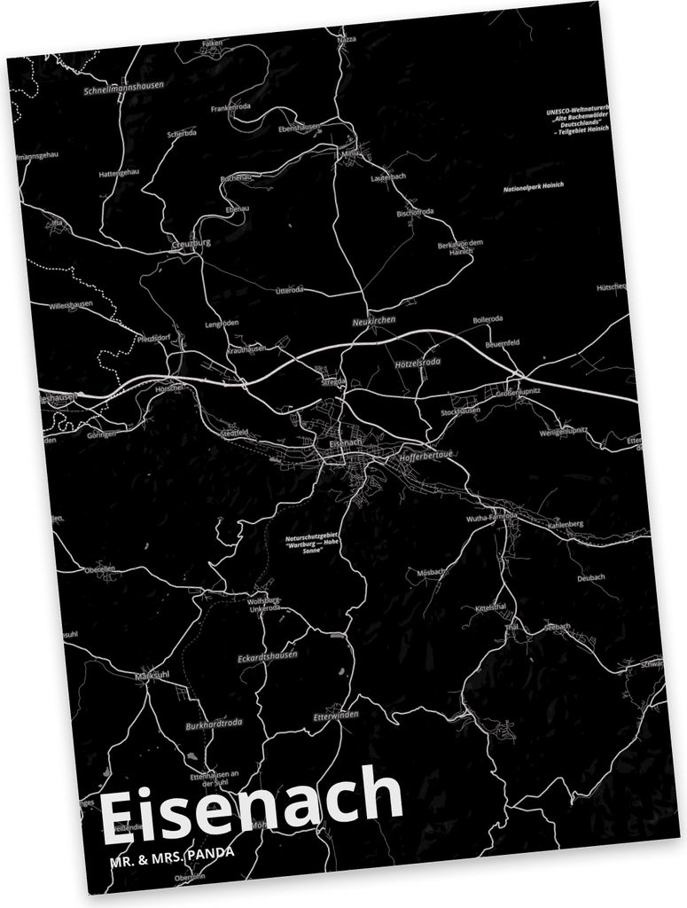 Mr. & Mrs. Panda Postkarte Eisenach - Geschenk, Ansichtskarten, Postkarten, Stadt, Grußkarte, Dorf Karte Landkarte Map Stadtplan, Ansichtskarte, K...