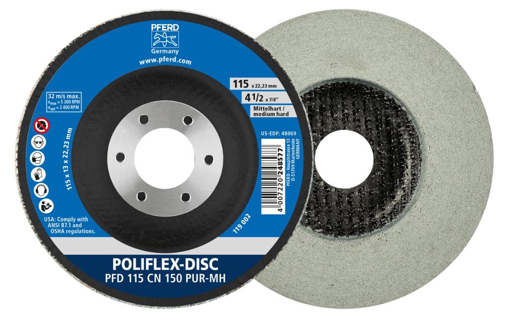 PFERD Poliflex discs, 11,5 cm, 5 Stück(e)