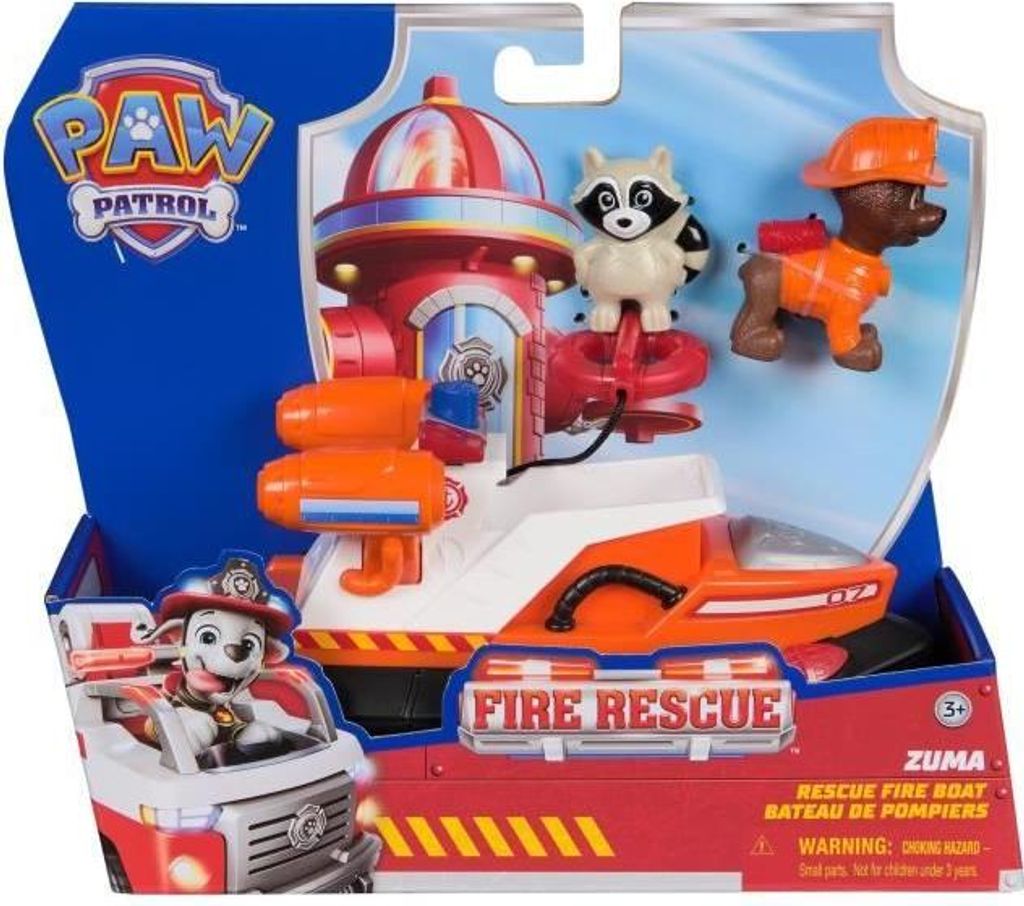 SPINMASTER Zuma Figur, Fire Rescue Fahrzeug, Paw Patrol, Waschbär Rettung, 15 cm, Ab 3 Jahren