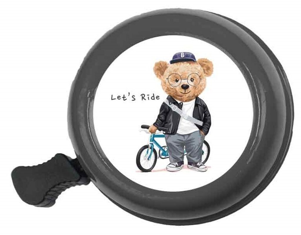 BB Klostermann beBell Fahrradklingel "Let's Ride", Ø55mm, schwarz, Teddy-Bär-...