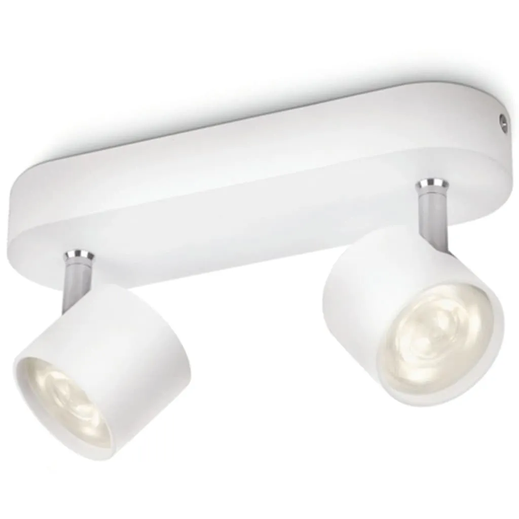 Luminaire LED Orientable Philips Star Blanc - Double Éclairage Puissant