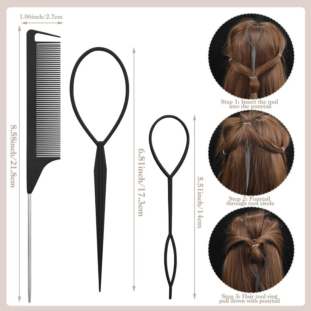 Set Da 4 Fasce Per Capelli A Zig-Zag In Plastica - Pettine Antiscivolo Con Denti Ondulati - Colori Nero E Marrone - Unisex - 5