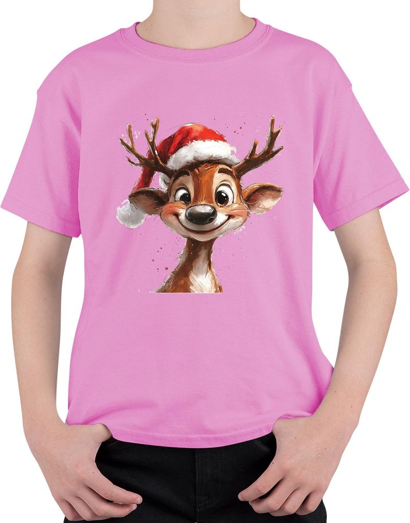 Weihnachten Rentier Santa Geschenk niedliches lustig Kinder Uni Kinder T-Shirt, Pink, 104