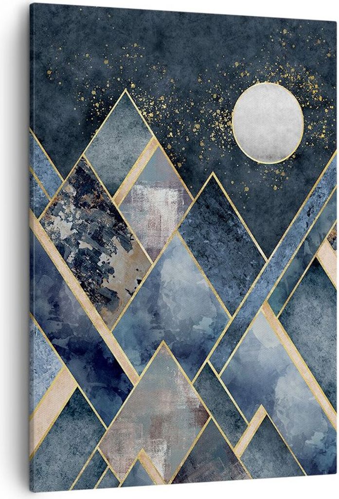 Bild auf Leinwand - Leinwandbild - Einteilig - Figuren Geometrisch Berge - 50x70cm - Wand Bild - Wanddeko - Wandbilder - Leinwanddruck - Wanddekora...