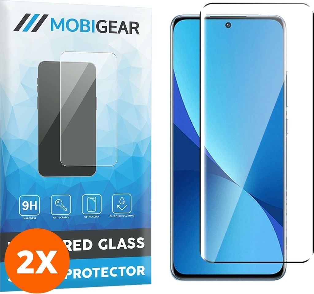 Mobigear Premium 4.99 Xiaomi 12X Panzerglas Gehärtetes Glas Displayschutz - Hüllenfreundlich - Schwarz (2er Pack)