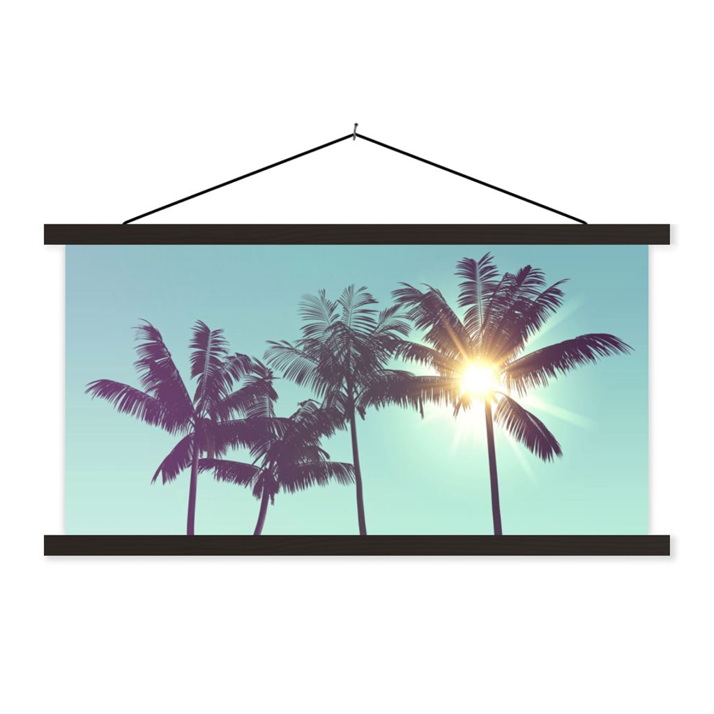 MuchoWow Textilposter Palmen - Sommer - Sonne 150x75 cm mit schwarzem Rahmen - Posterleiste