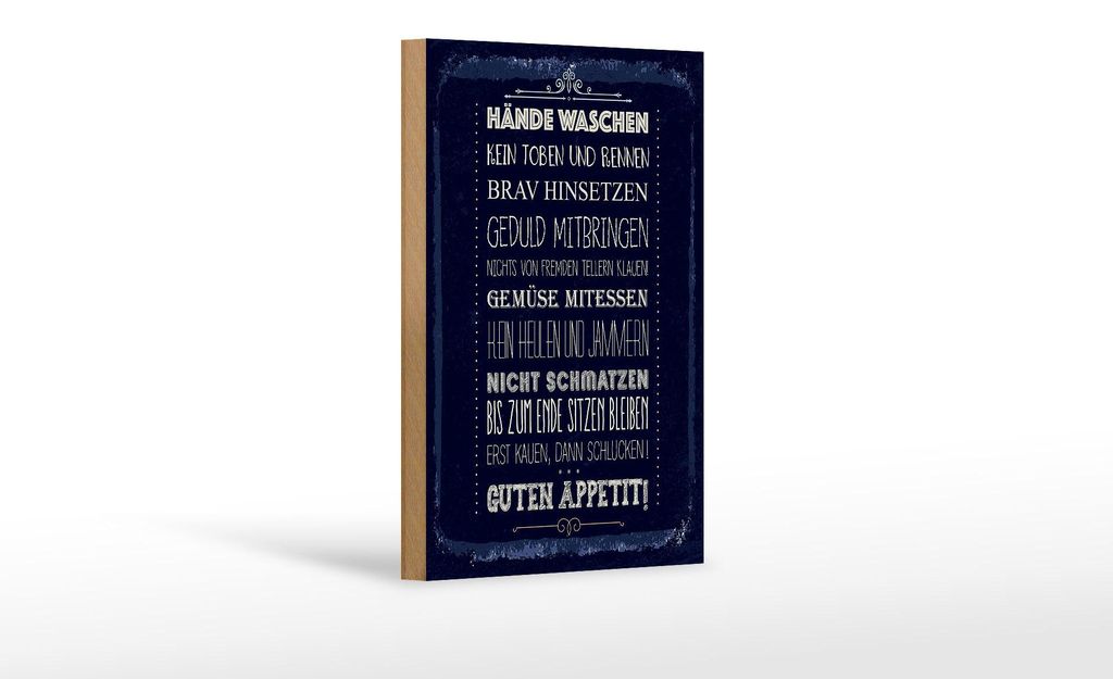 Holzschild Spruch Hände waschen kein toben 12x18 cm Dekoration