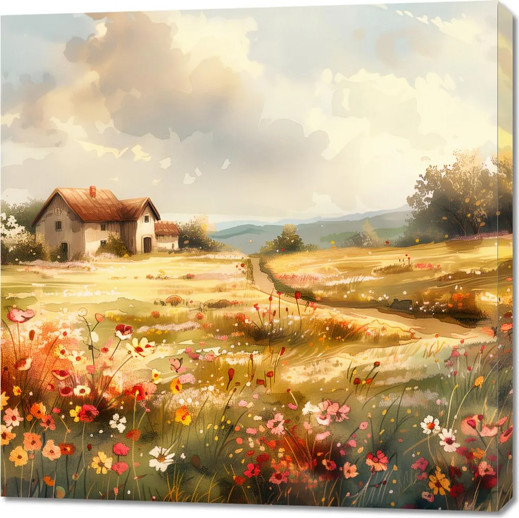 Image 90x90 cm Maison Rurale - Habillez vos Murs Vides avec Élégance