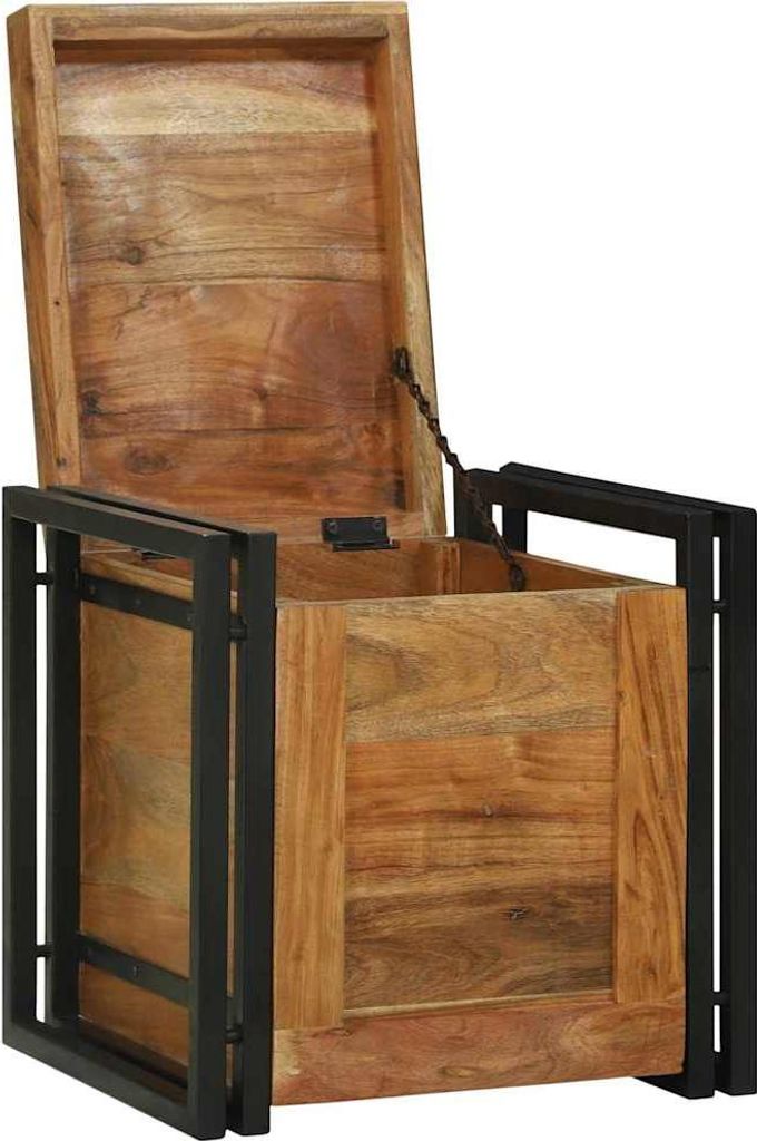 vidaXL Aufbewahrungsbox mit Speicher 40 x 40 x 40 cm Massivholz Akazie