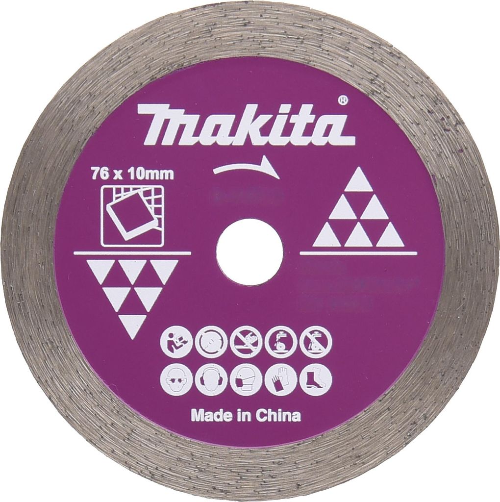 A close-up, top-down view of a Makita diamond cutting disc against a white background.