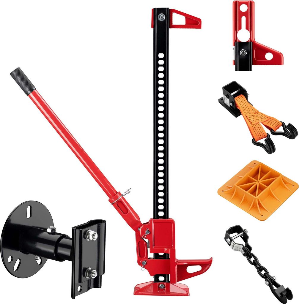 Wiltec Farm Jack – Profi-Set für extreme Einsätze, Wagenheber bis 3000 kg mit Stützplatte, Radhebe-Adapter, Stoßstangen-Adapter, Reserverad-H...
