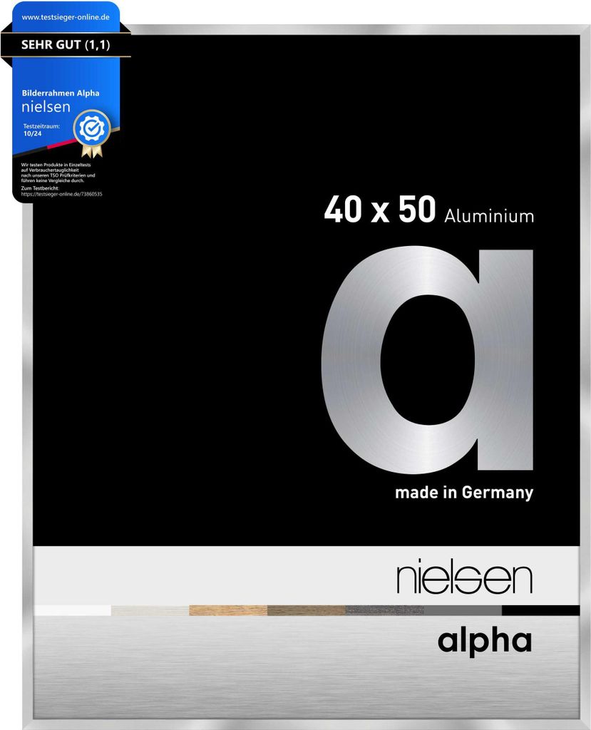 nielsen Aluminium Bilderrahmen Alpha, 40x50 cm, Silber