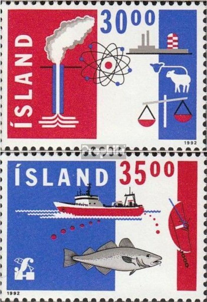 Briefmarken Island 1992 Mi 766-767 (kompl.Ausg.) postfrisch Export