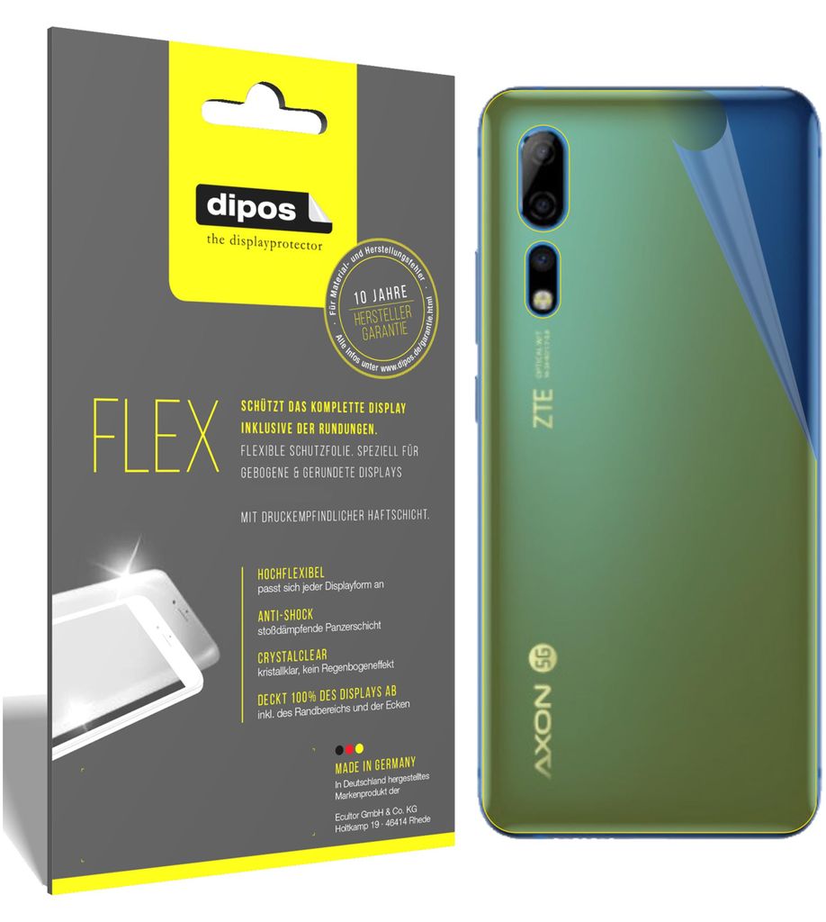 3x Axon 10 Pro Rückseite Schutzfolie Folie, 100% Displayabdeckung, dipos Flex