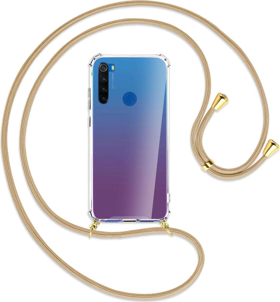 Handykette Backcover-Schutzhülle mit Band (Metall goldfarben) für Xiaomi Redmi Note 8T - caramel