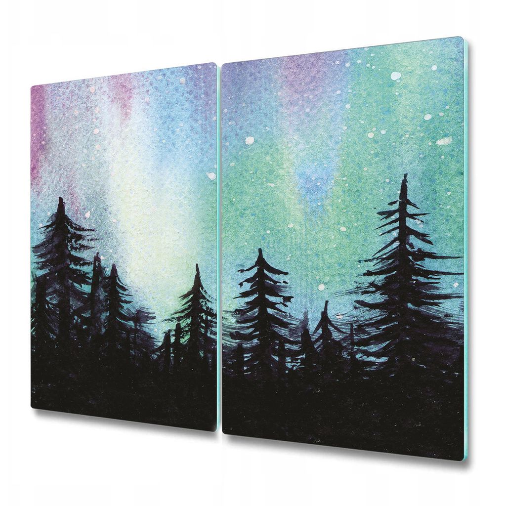 Küchenteller - Schneidebrett Glas - Herdabdeckung -Aurora Malerei Kunst