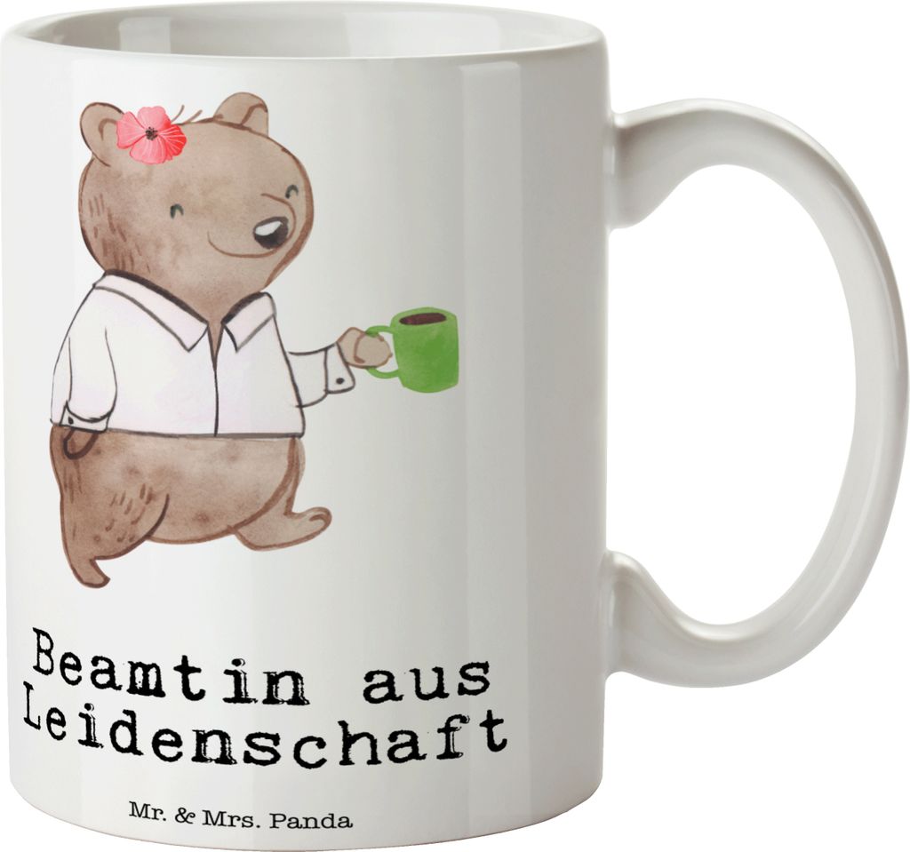Mr. & Mrs. Panda Kaffeebecher Beamtin Leidenschaft - Weiß - Geschenk, haferl, Studium, Kaffeetasse, Becher, Beamte, Keramiktasse, Bedruckte Tasse,...