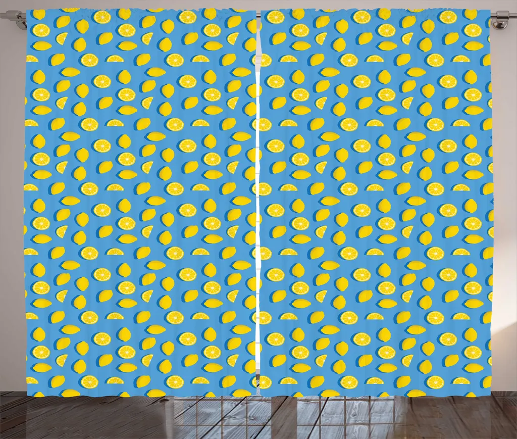 Rideau de Décoration Estivale Citron 280x225 cm pour Salon et Chambre